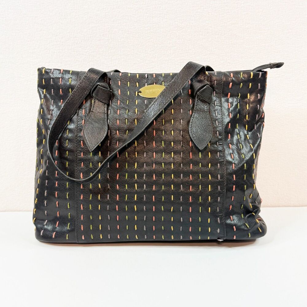Hidesign | Genuine Black Vegetable Tanned Leather | Double Handle Black Tote